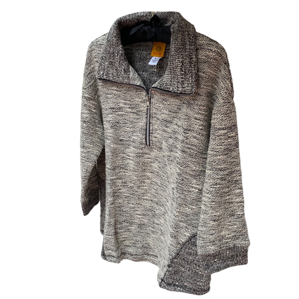 Ruby Rd. Pullover Top 1/4 Zip Reverse Weave Black… - image 2